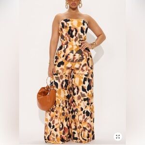 Fashion Nova Leopard Print Jumpsuit Octavia Wide Leg Jumpsuit